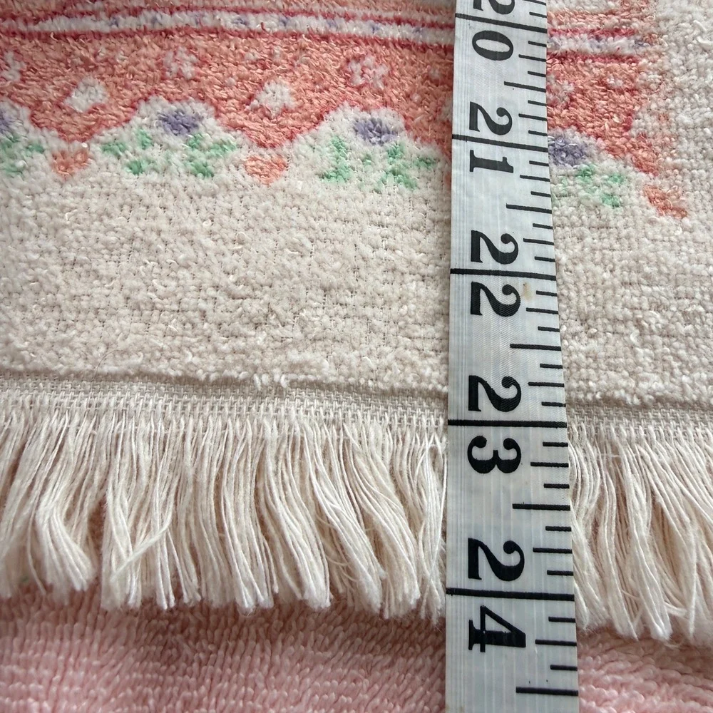 Vintage Cannon Lady Pepperell Pink Floral Hand Towel Set USA Made